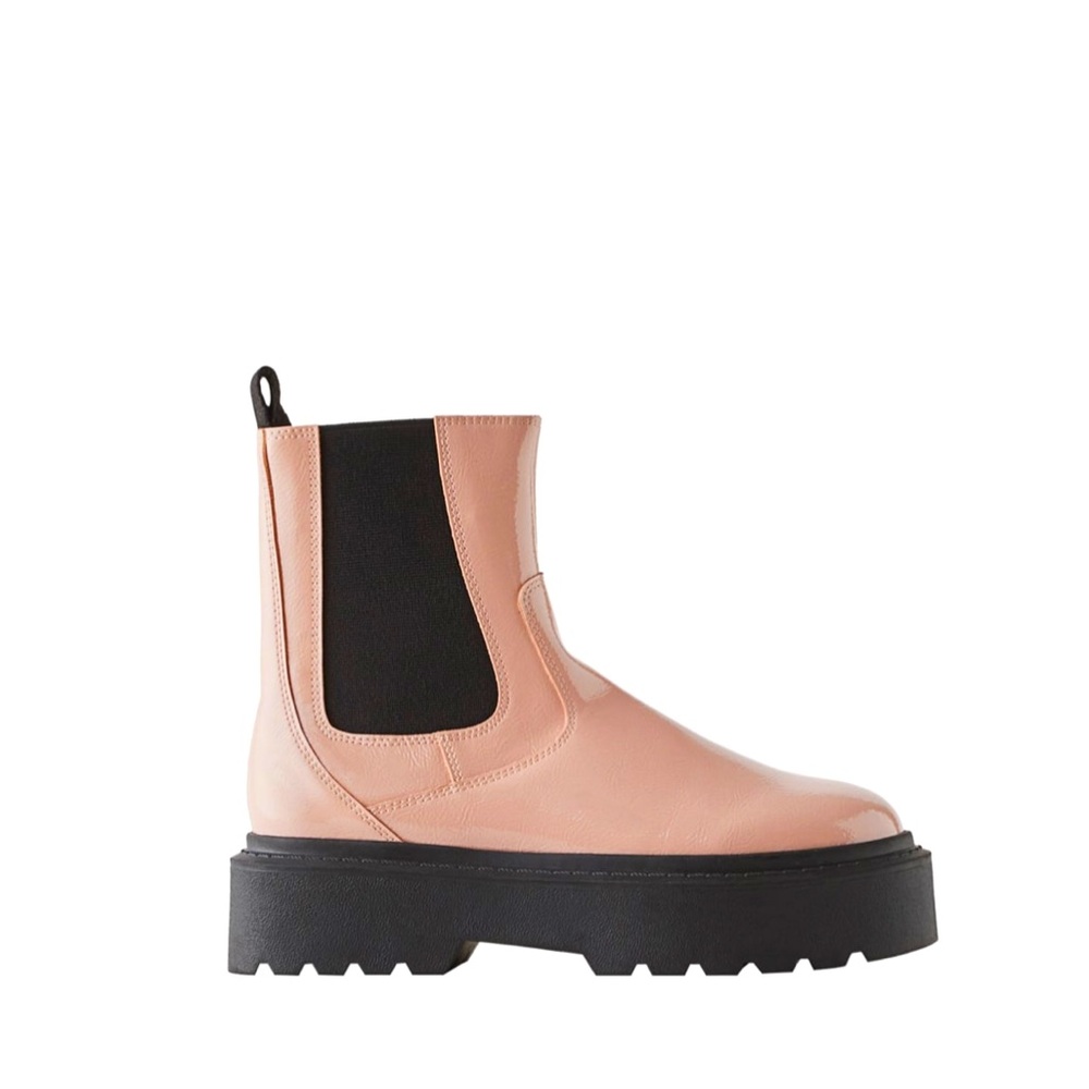 ZARA Patent Effect Chelsea Boots